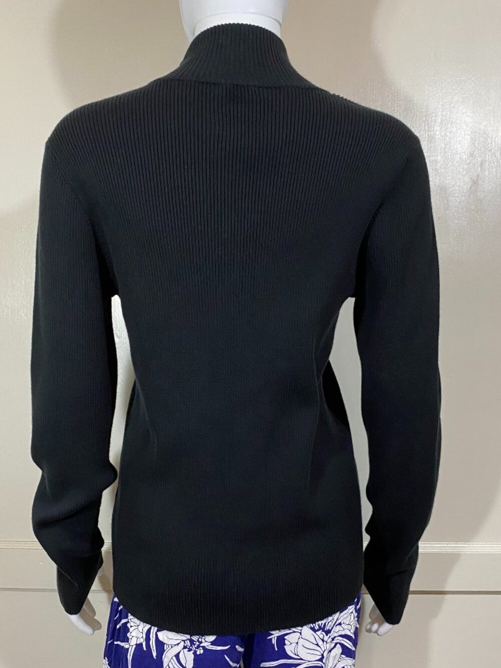 VTG RALPH LAUREN Polo Jeans Sweater Black Ribbed Red Stripe Mock Neck 1/4 Zip XL - Picture 6 of 10